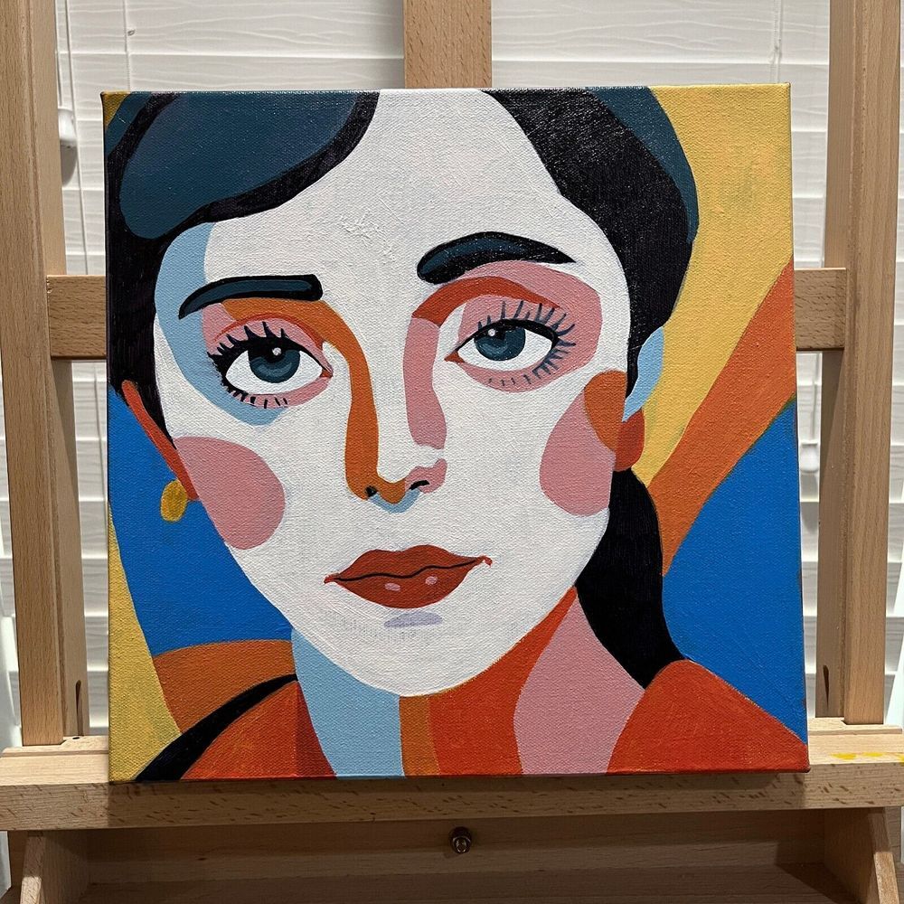 The Steady Gaze - Original Acrylic Painting on Canvas - Modern Abstract Female